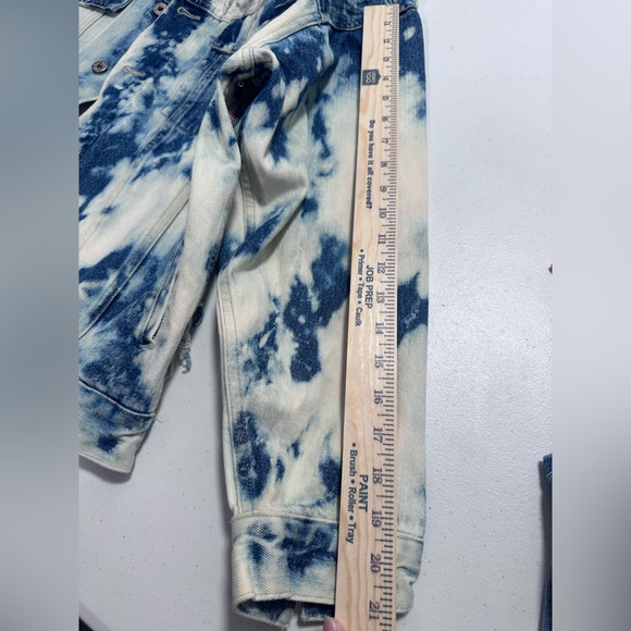 Y2K Canyon River Blues Embroidered Sheer-Panel Tie-Dye Denim Jacket oversized - Picture 10 of 16